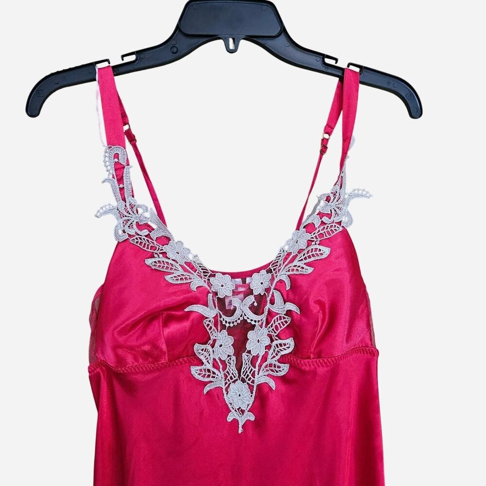 vintage glam boho pink lace satin maxi nightgown
